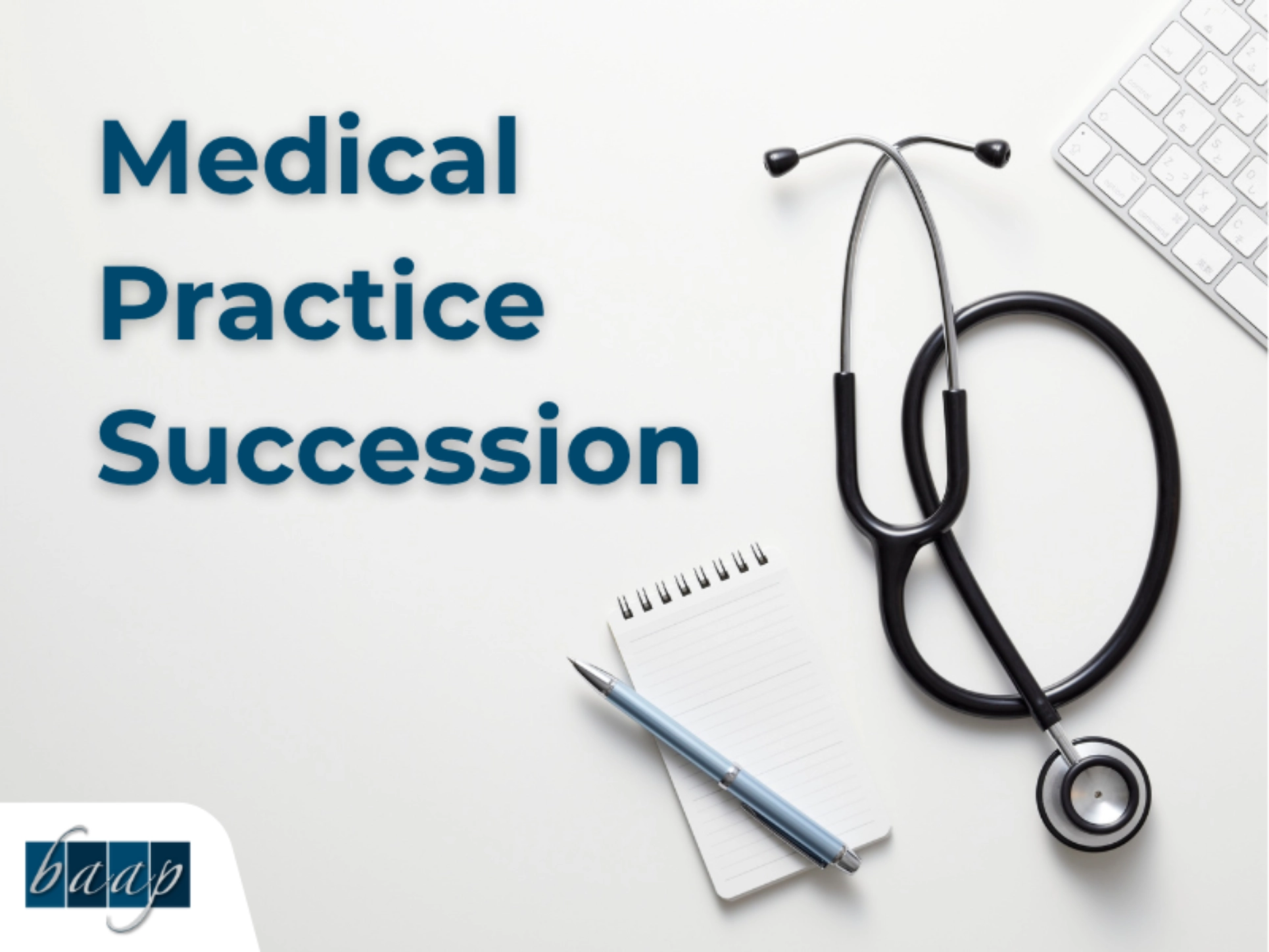 Stethoscope, notepad, and pen arranged on a desk for medical planning